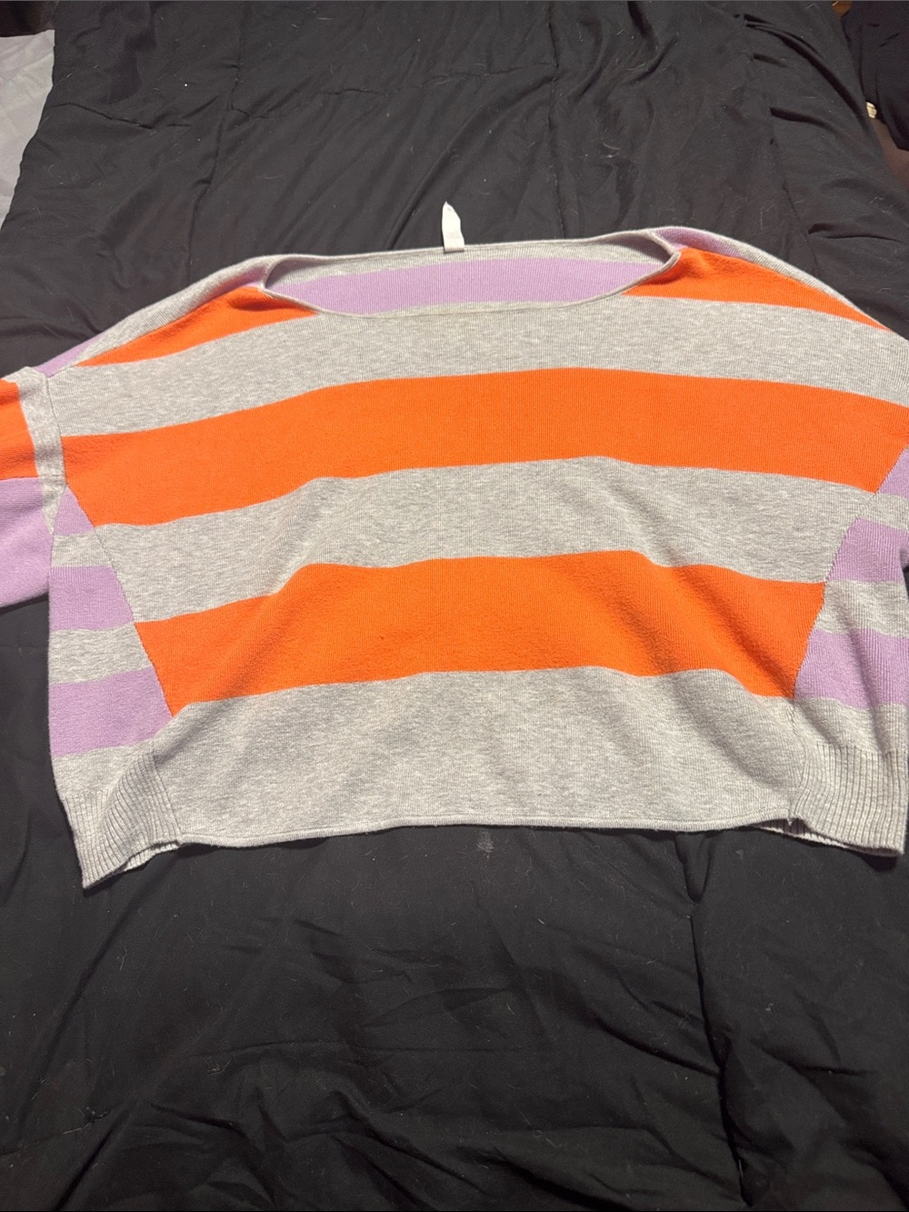 Daily practiced Striped Sweater in Gray, Orange & Lavender size large